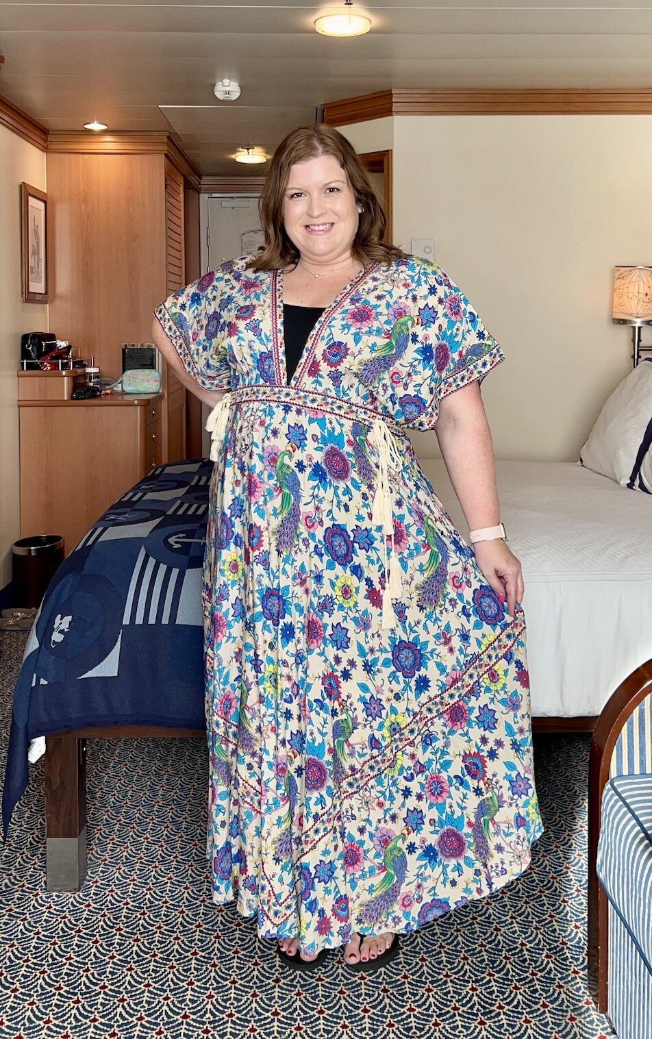 Cruise dress in stateroom